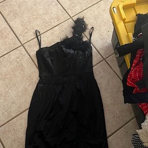 New Bisou Bisou Dress Black Sheath One Shoulder Strap Embellished one shoulder